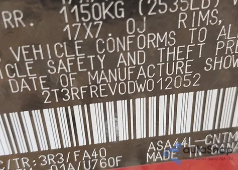 2013 Toyota Rav4 Xle из США, поврежденный, VIN 2T3RFREV0DW012052